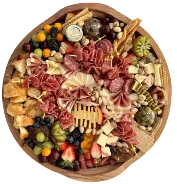 Medium Round Charcuterie Board from Fork and Flare Charcuterie and Grazing Tables